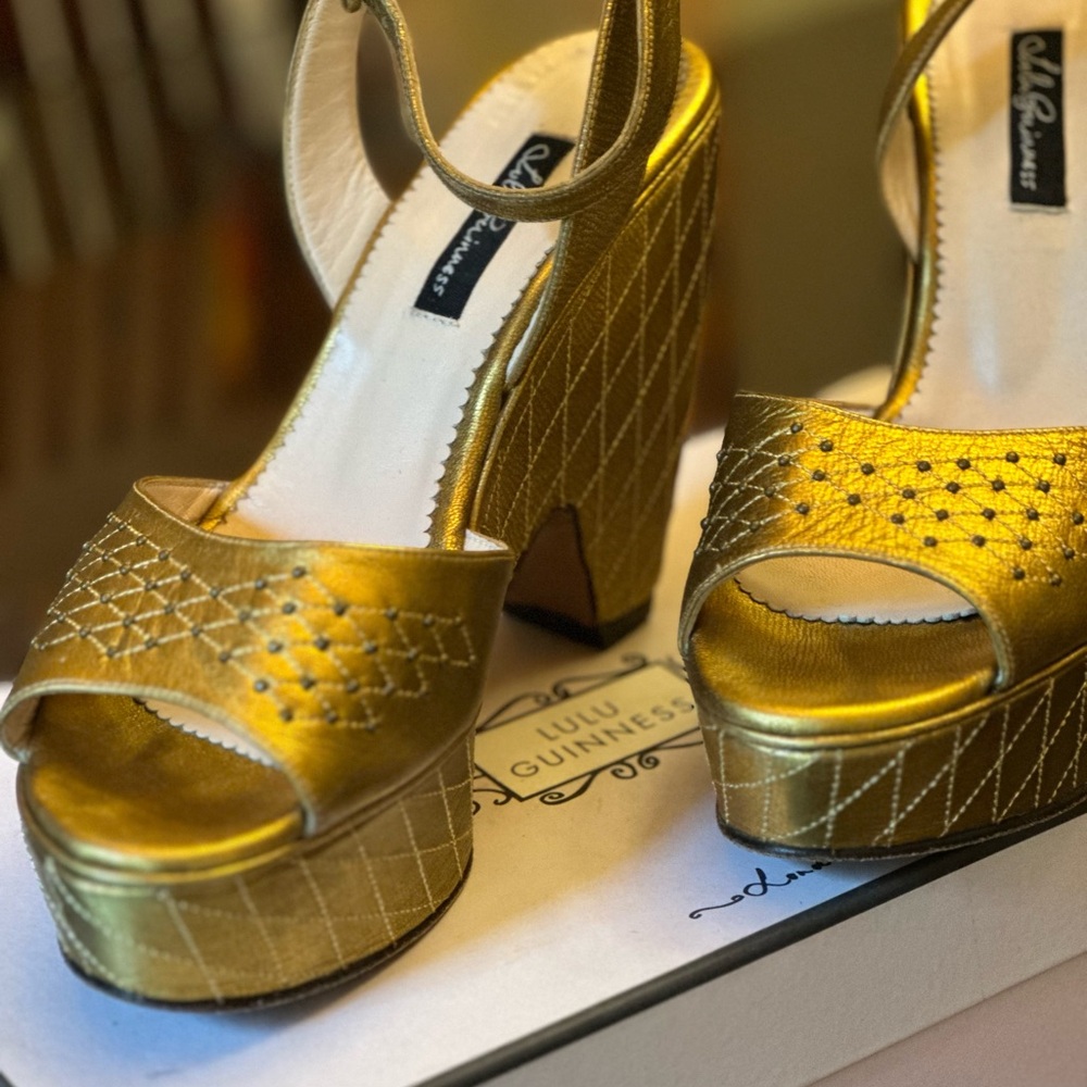 Lulu Guinness Gold Platform Heels